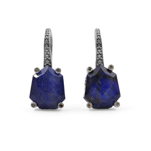Galactical Labradorite Over Lapis and Champagne Diamond in Sterling Silver