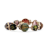 Luxury Tanzanite 6.3ct Green Tourmaline 18ct Pink Tourmaline 23ct Gold Hair Rutilated Quartz Lapis Green Agate Blue Turquoise and Red Agate Bracelet in 18K Gold