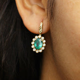 Luxury Emerald 3ct and Diamond 0.5ct Earrings in 18K Gold