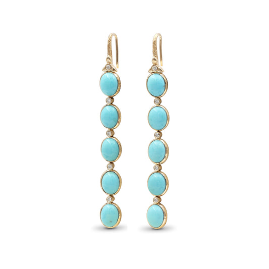 Luxury Turquoise 20ct and Diamond 0.35ct Earring in 18K Gold