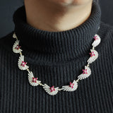 Sunray Ruby 10.20ct and Diamond 13.10ct Necklace in 18K Gold