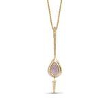 Luxury Lavender Moon Quartz and Diamond 0.50ct Pendant in 18K Gold