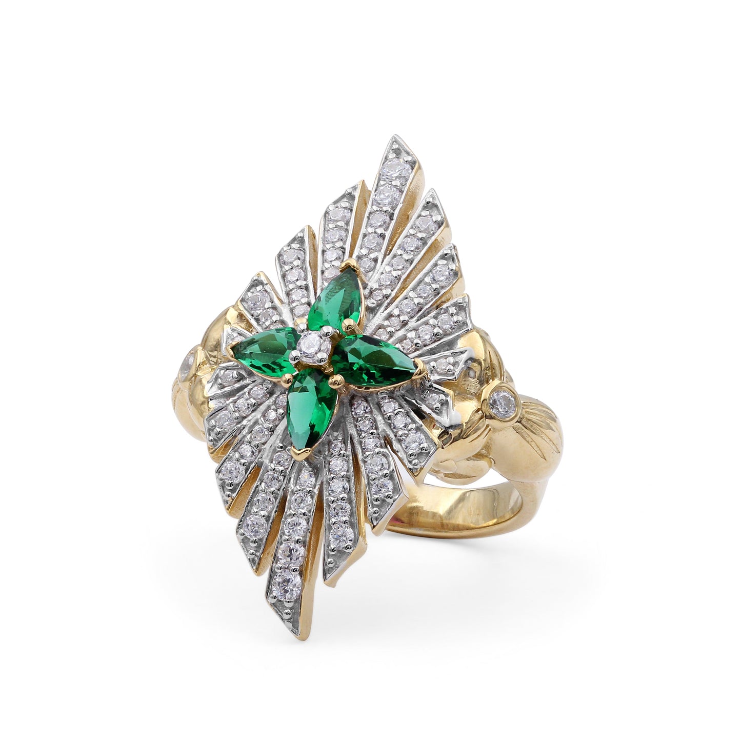 Sunray Emerald 0.85ct and Diamond 0.70ct Ring in 18K Gold