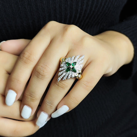 Sunray Emerald 0.85ct and Diamond 0.70ct Ring in 18K Gold