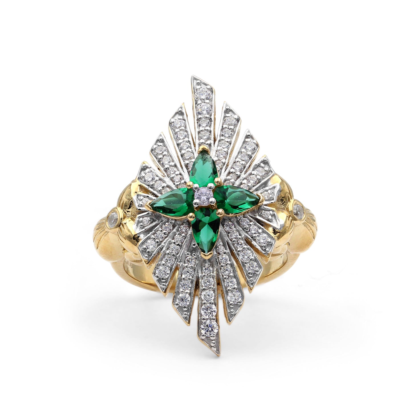 Sunray Emerald 0.85ct and Diamond 0.70ct Ring in 18K Gold