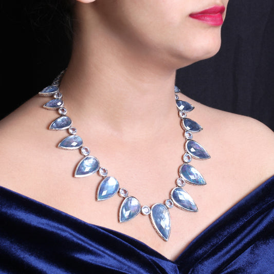 Garden of Stephen Natural Quartz Mother of Pearl and Hematite Necklace in Sterling Silver