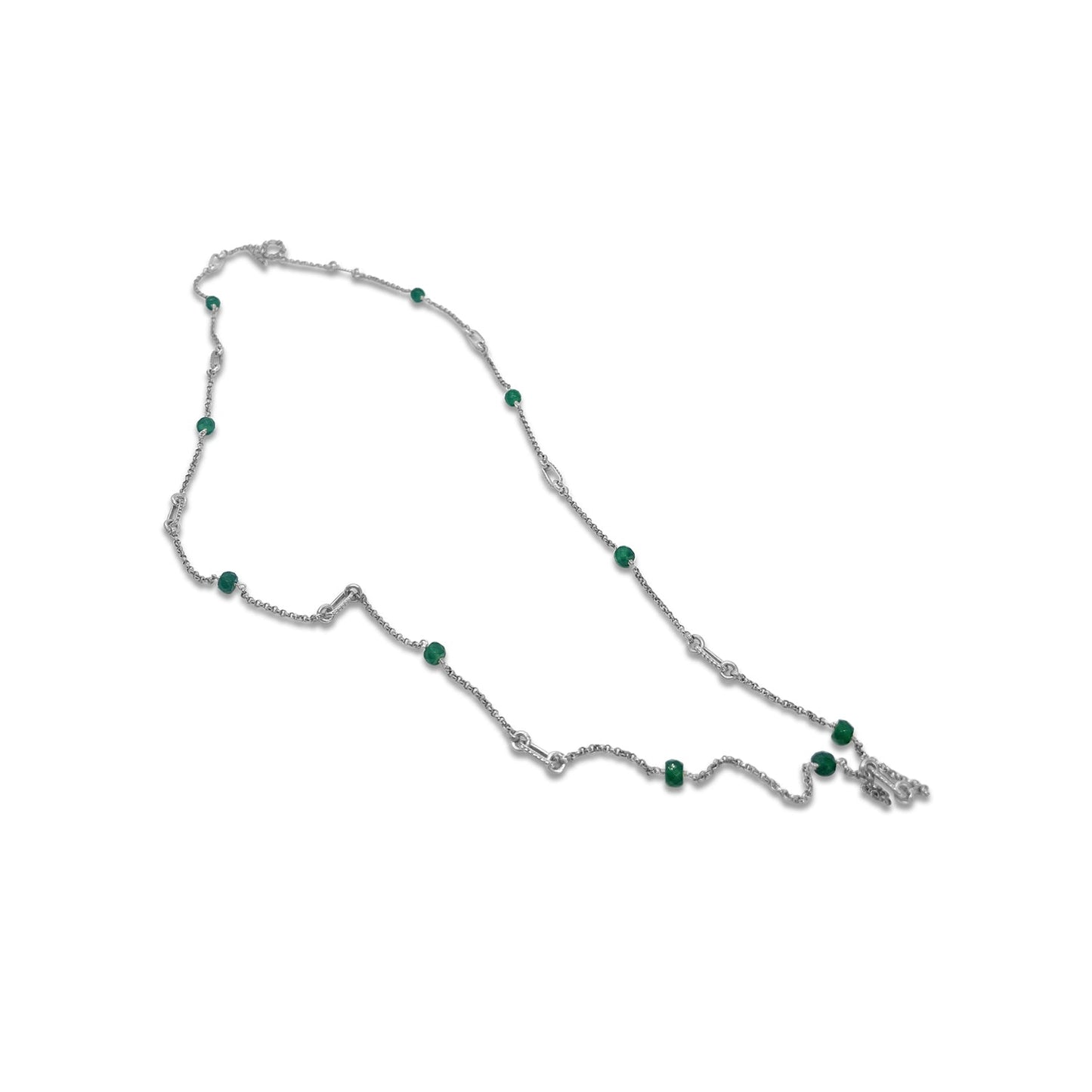 Garden of Stephen Green Agate Link Chain Necklace in Sterling Silver