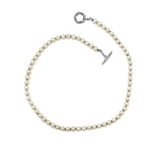 Pearlicious 7MM Round White Pearl Necklace in Sterling Silver