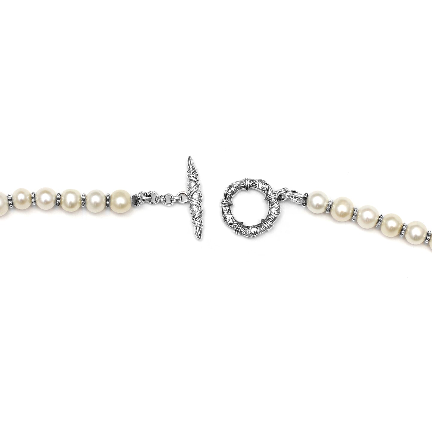 Pearlicious 7MM Round White Pearl Necklace in Sterling Silver