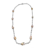Pearlicious Natural Baroque Pearl Small Rock and Roll Engraved Link Necklace in Sterling Silver