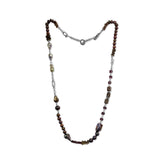 Terraquatic Natural Pearls , Garnet, Moonstone, Floorite, Adventurine Sterling Silver Necklace