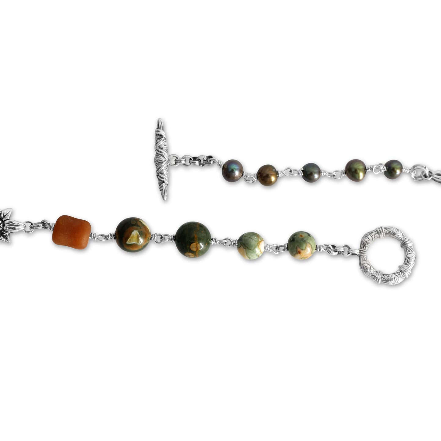 TerrAquatic Mutil Size Multi Stone Necklace in Sterling Silver