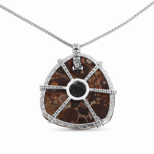 One of a Kind Star Ruby and Jasper Pendant in Sterling Silver with 18K Gold Adam