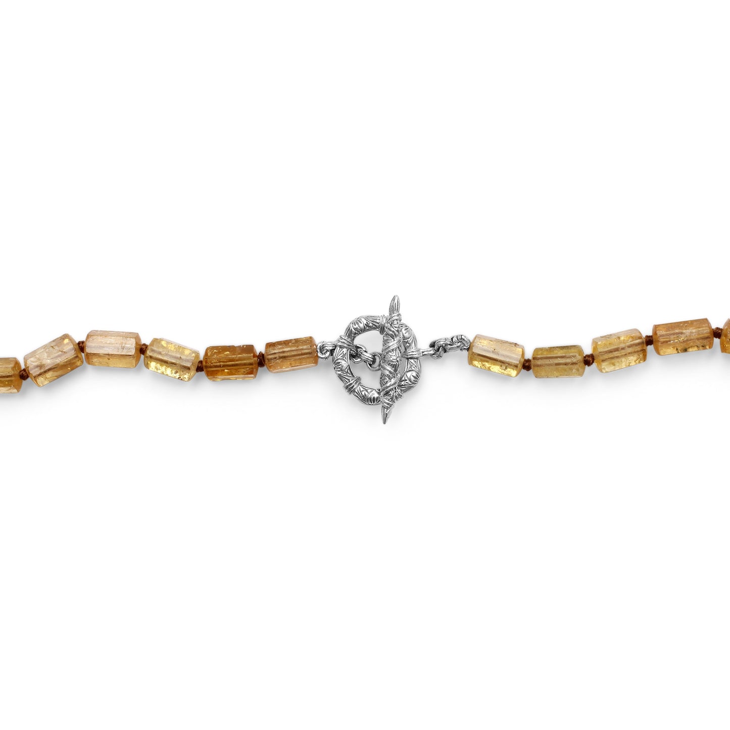 One of a Kind Vintage Hand Carved Jade Faceted Citrine and Imperial Topaz Necklace in Sterling Silver with 18K Gold Adam