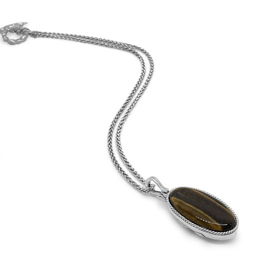 Garden of Stephen Tiger Eye Reversible Necklace in Sterling Silver