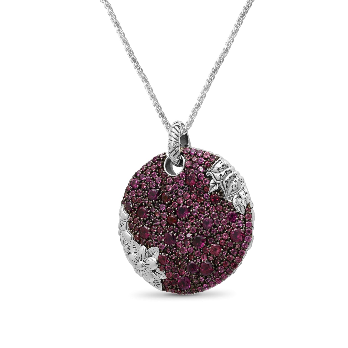Garden of Stephen Rhodolite Garnet Pave Pendant in Sterling Silver