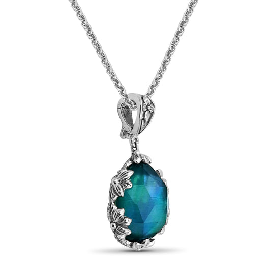 Garden of Stephen Natural Quartz and Mother of Pearl Pendant in Sterling Silver