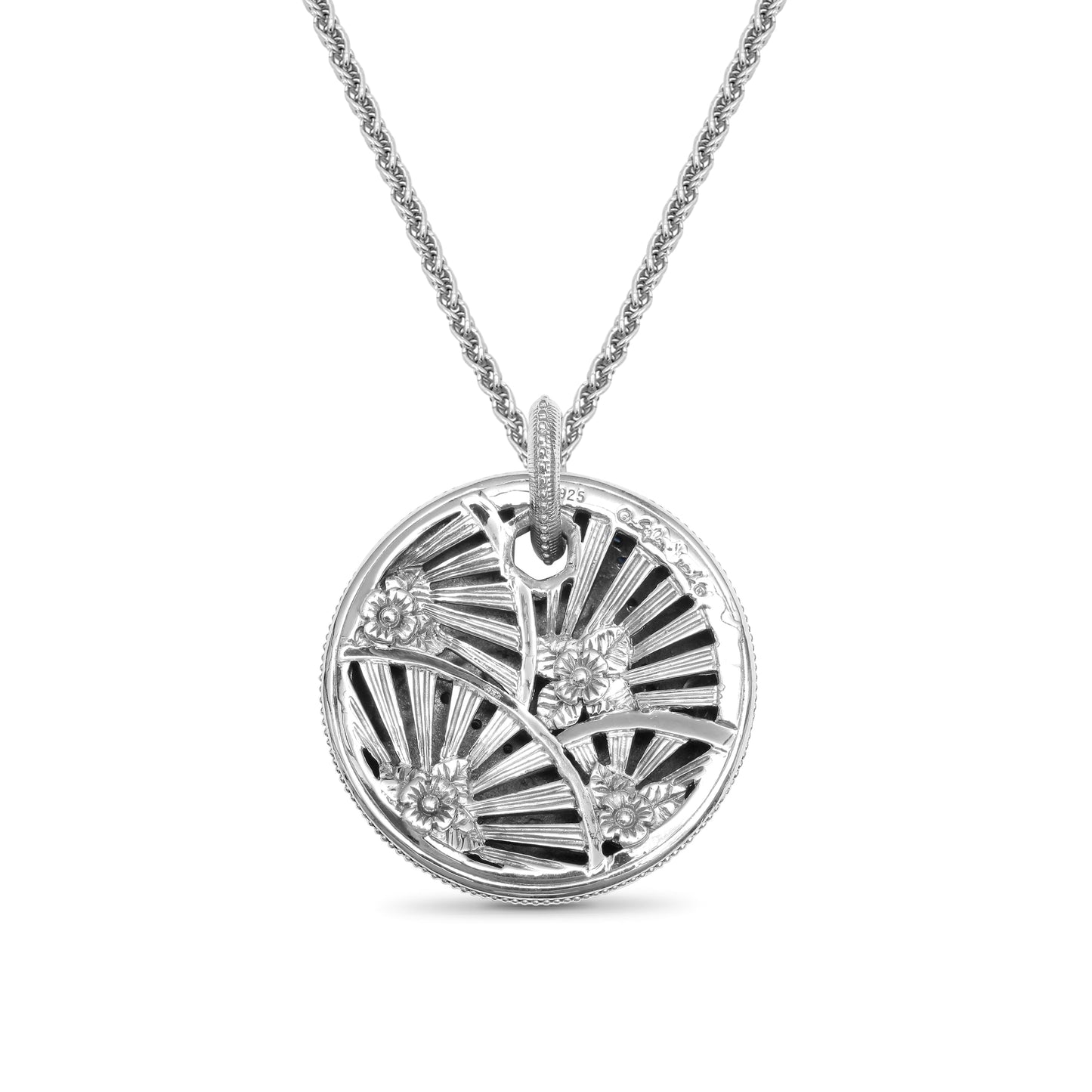 Kyoto Blue Sapphire 0.75ct Pendant Large in Sterling Silver