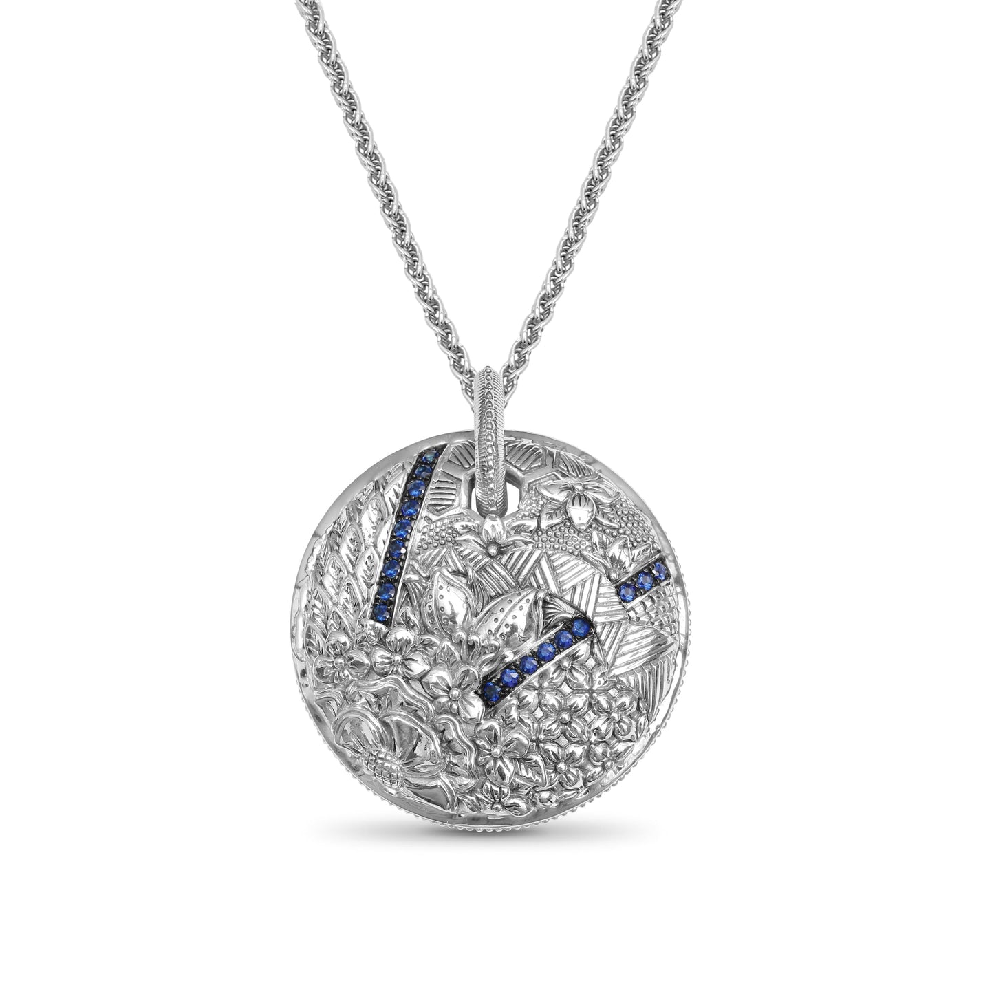 Kyoto Blue Sapphire 0.75ct Pendant Large in Sterling Silver