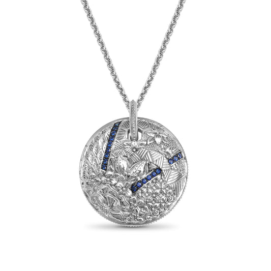 Kyoto Blue Sapphire 0.75ct Pendant Large in Sterling Silver