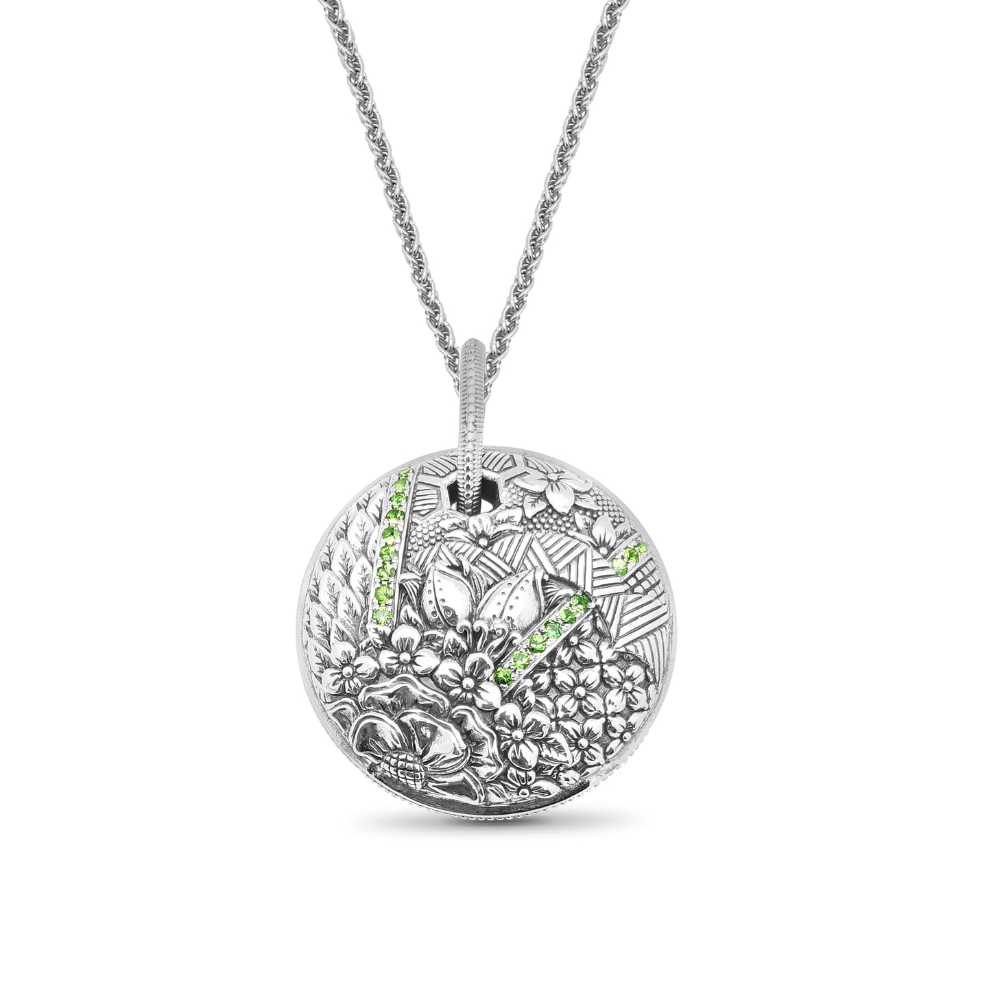 Kyoto Tsavorite 0.75ct Pendant Large in Sterling Silver