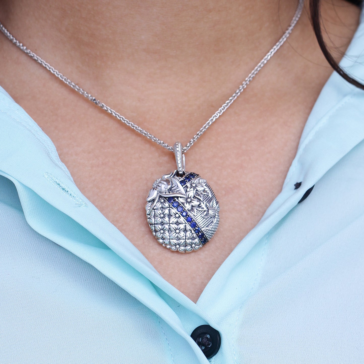 Kyoto Blue Sapphire 0.50ct Pendant in Sterling Silver
