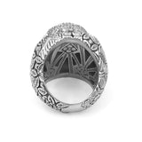 Kyoto Black Diamond 0.85ct Engraved Ring in Sterling Silver