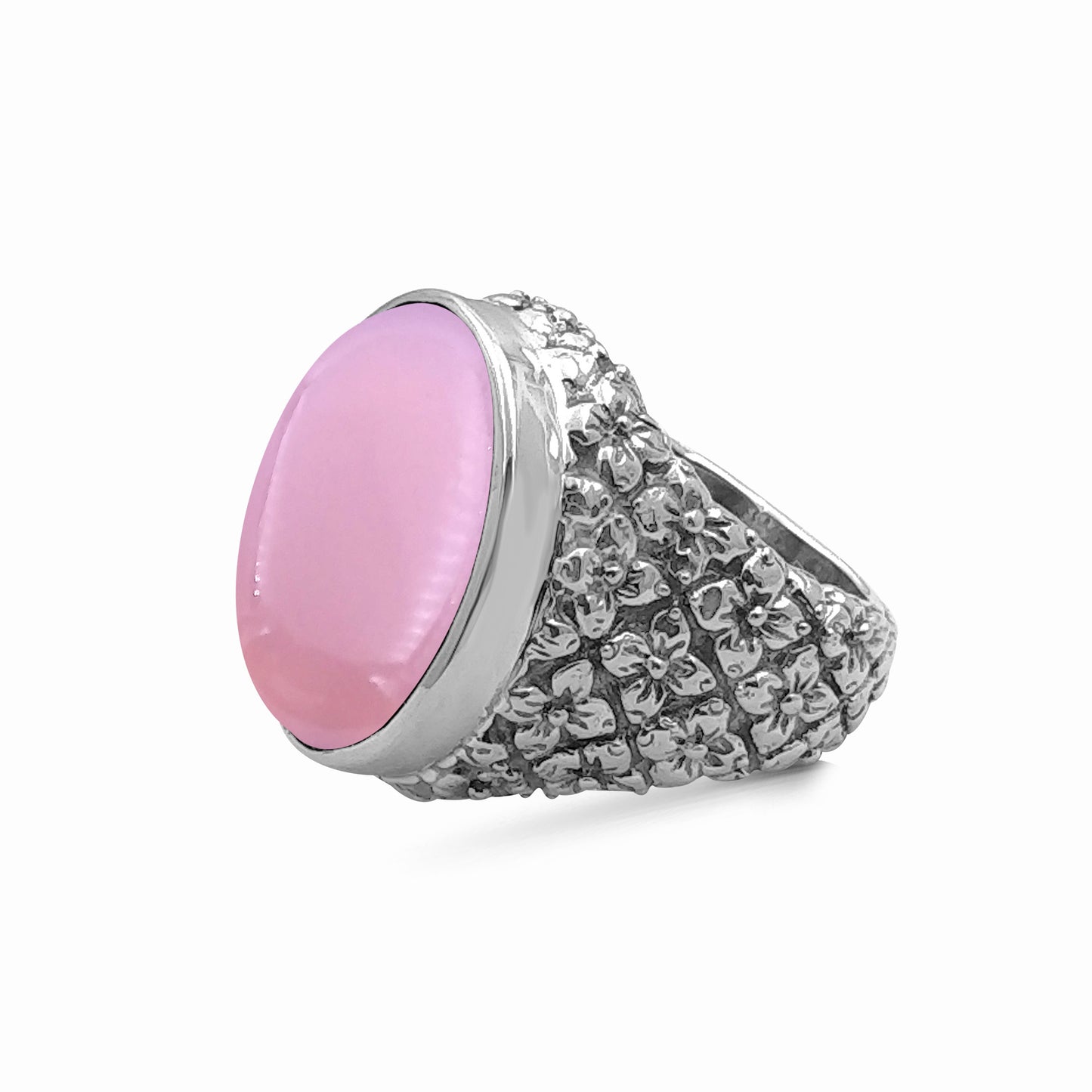 Garden of Stephen Pink Chalcedony Smooth Dome Ring in Sterling Silver