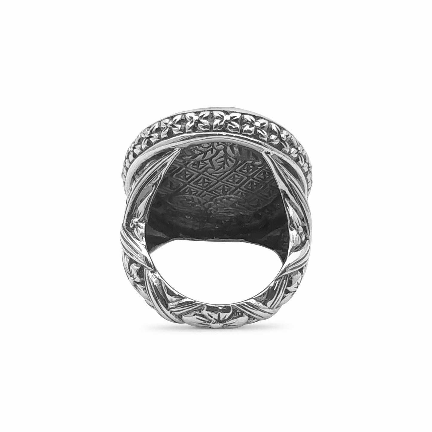 Garden of Stephen Faceted American Turquoise Ring and Champagne Diamond 0.55ct Ring in Sterling Silver