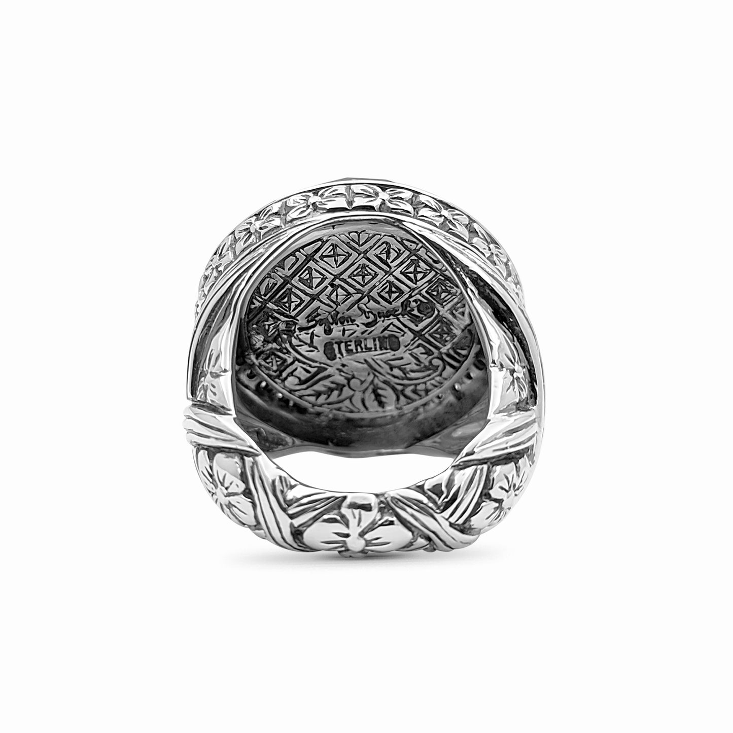 Garden of Stephen Internally Carved Smoky Quartz and Champagne Diamond 0.55ct Ring in Sterling Silver