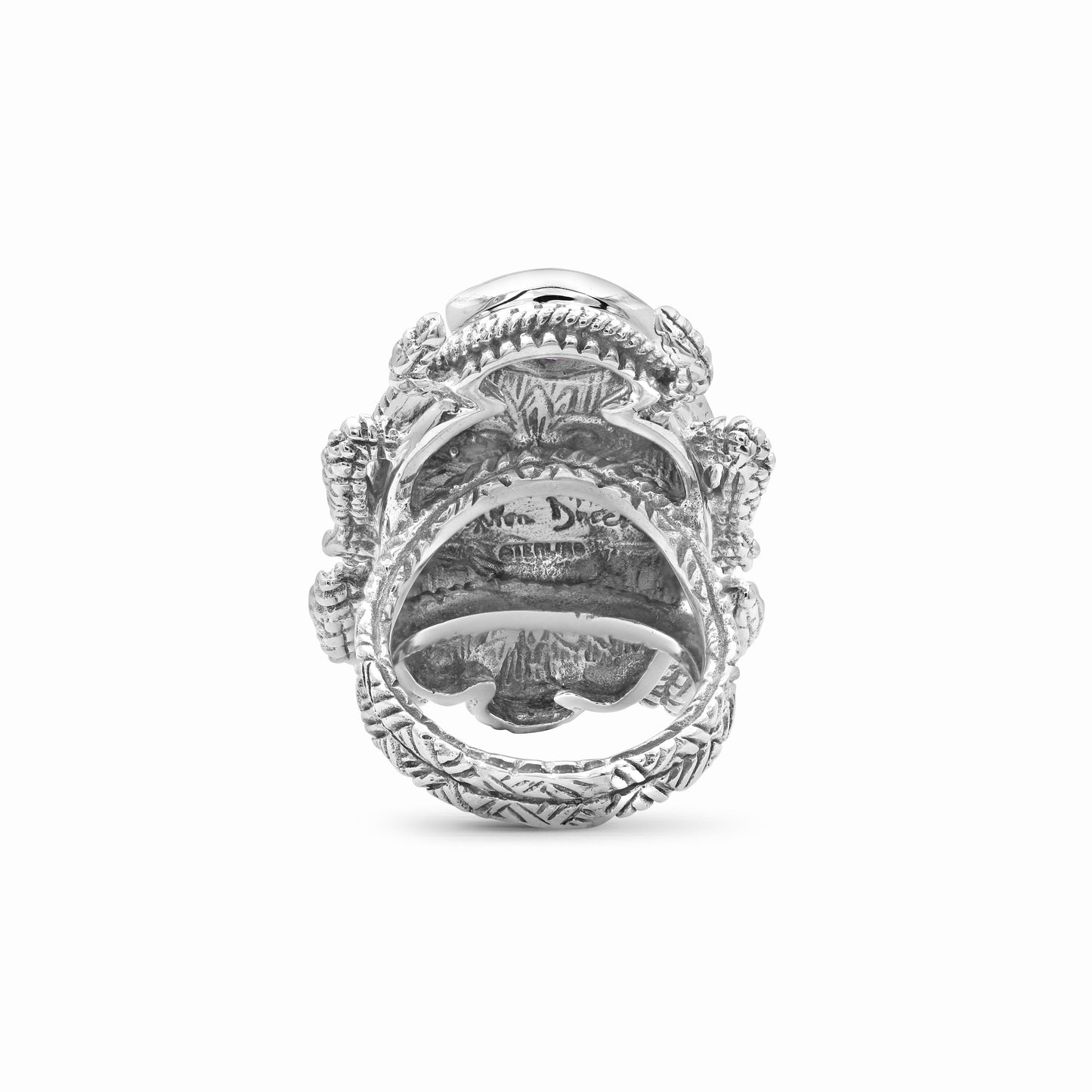 Garden of Stephen Amethyst Phosphosiderite Natural Quartz and Abalone Scarab Ring in Sterling Silver