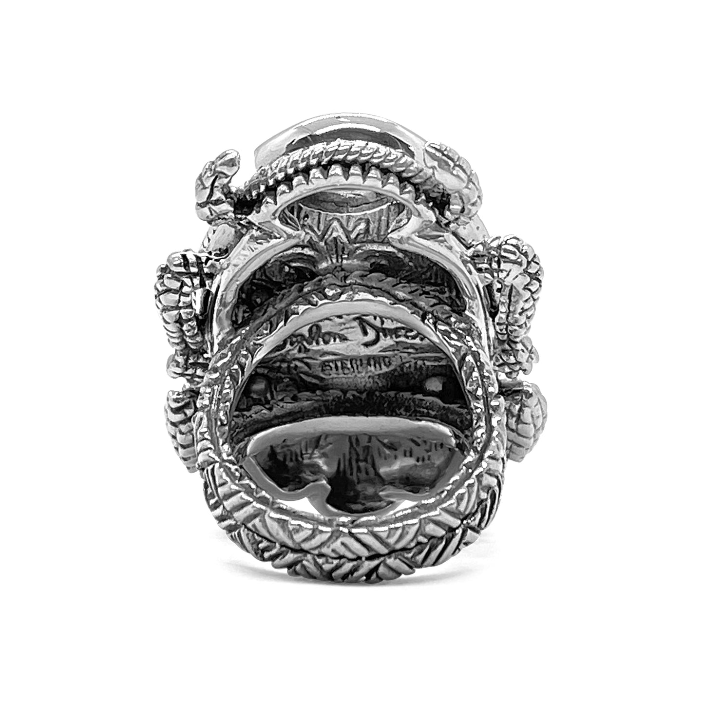 Garden of Stephen Blue Topaz Turquoise Natural Quartz Abalone Scarab Ring in Sterling Silver