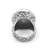 Legacy Hand Carved Tahitian Mother of Pearl Cameo Ring with 0.30ct Champagne Diamonds in Sterling Silver