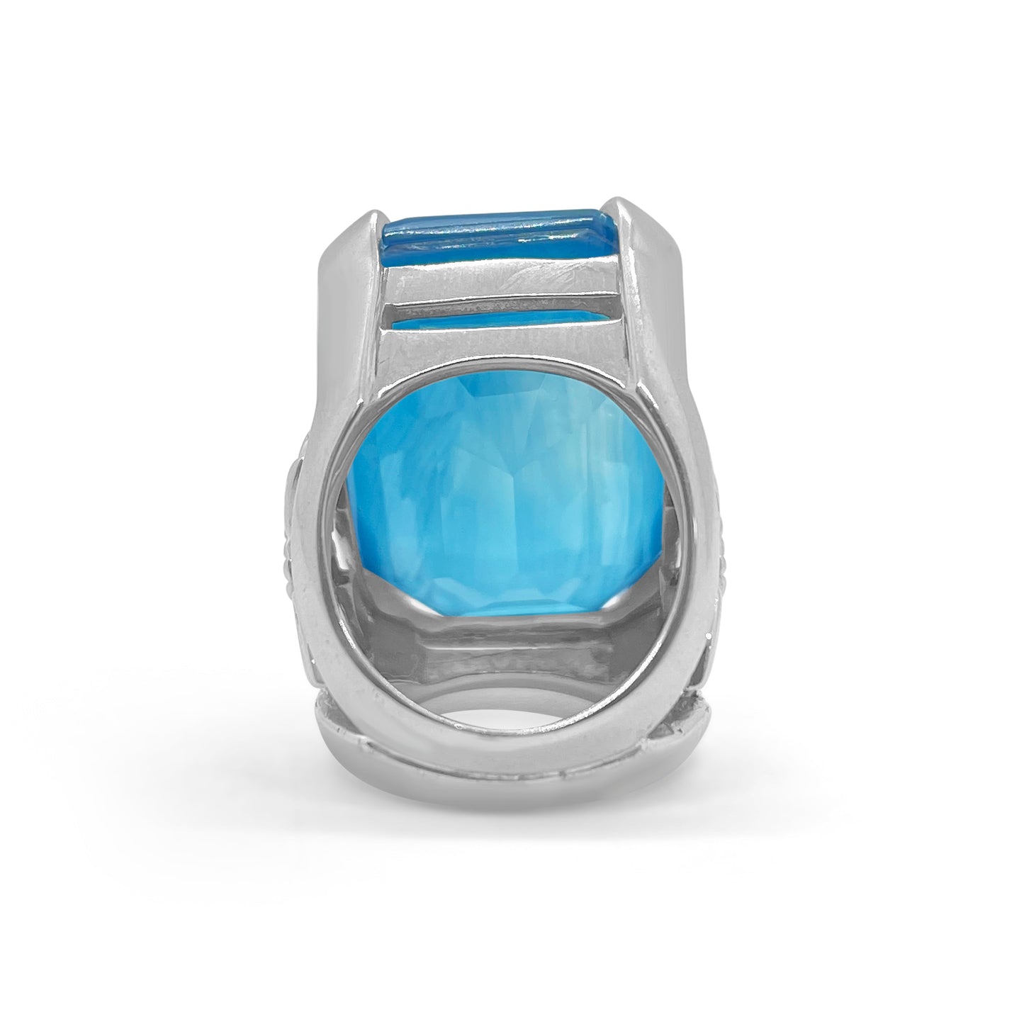Garden of Stephen Natural Quartz Blue Agate Ring in Sterling Silver