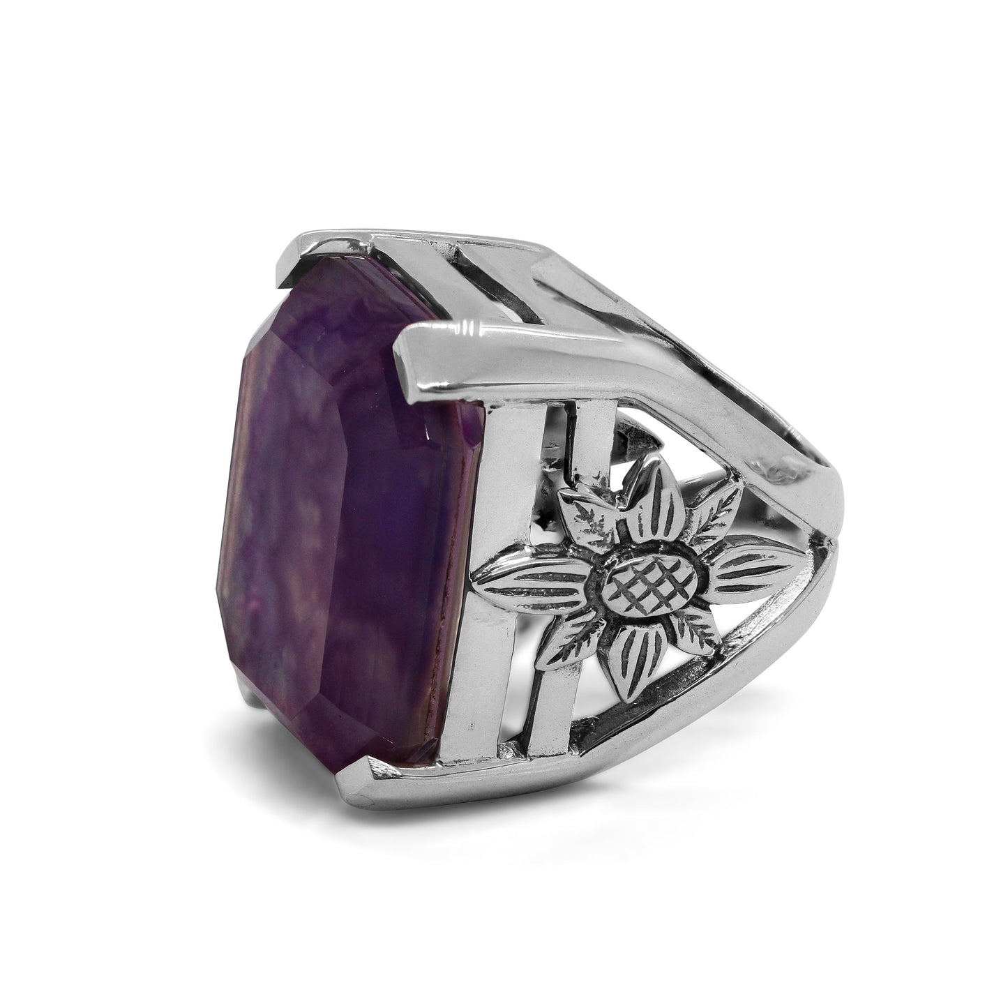 Garden of Stephen Natural Quartz Purple Agate Ring in Sterling Silver