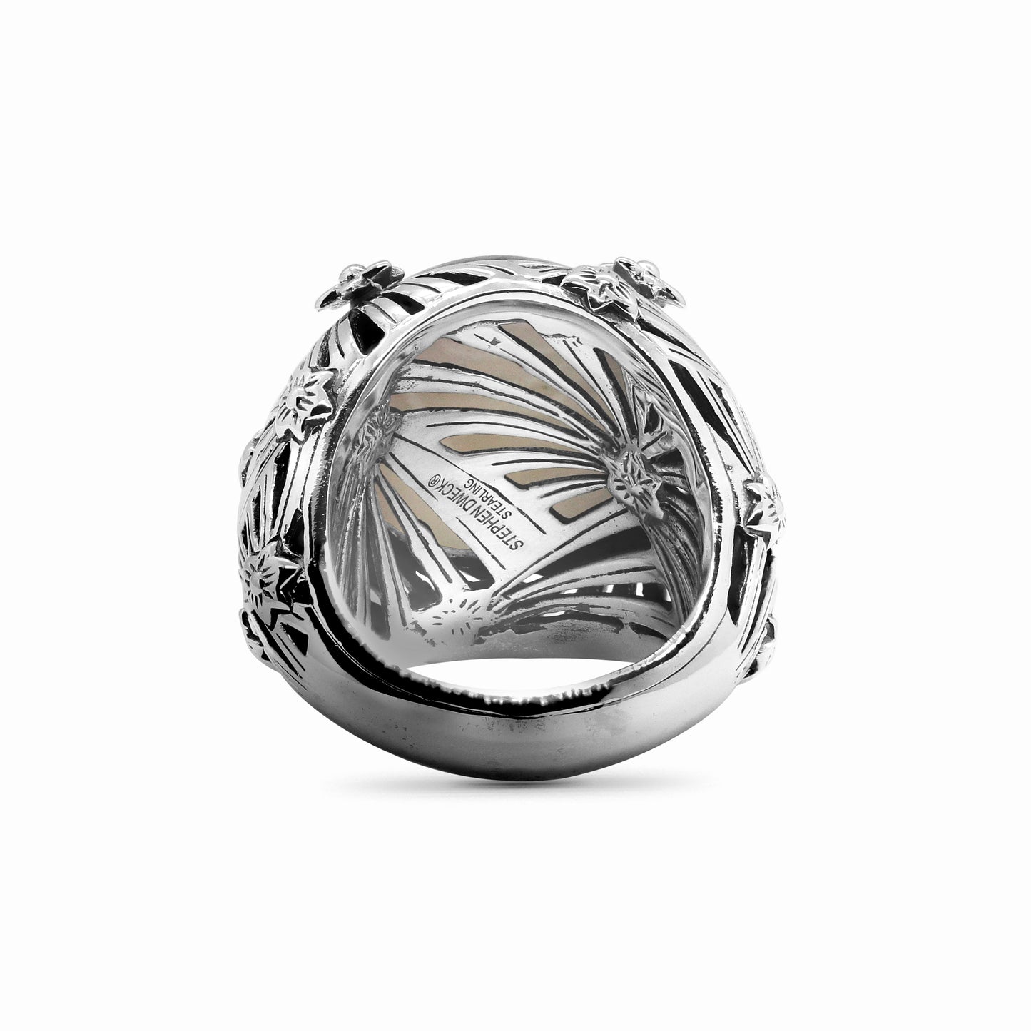 Garden of Stephen Gold Hair Rutilated Quartz and Mother of Pearl Ring in Sterling Silver