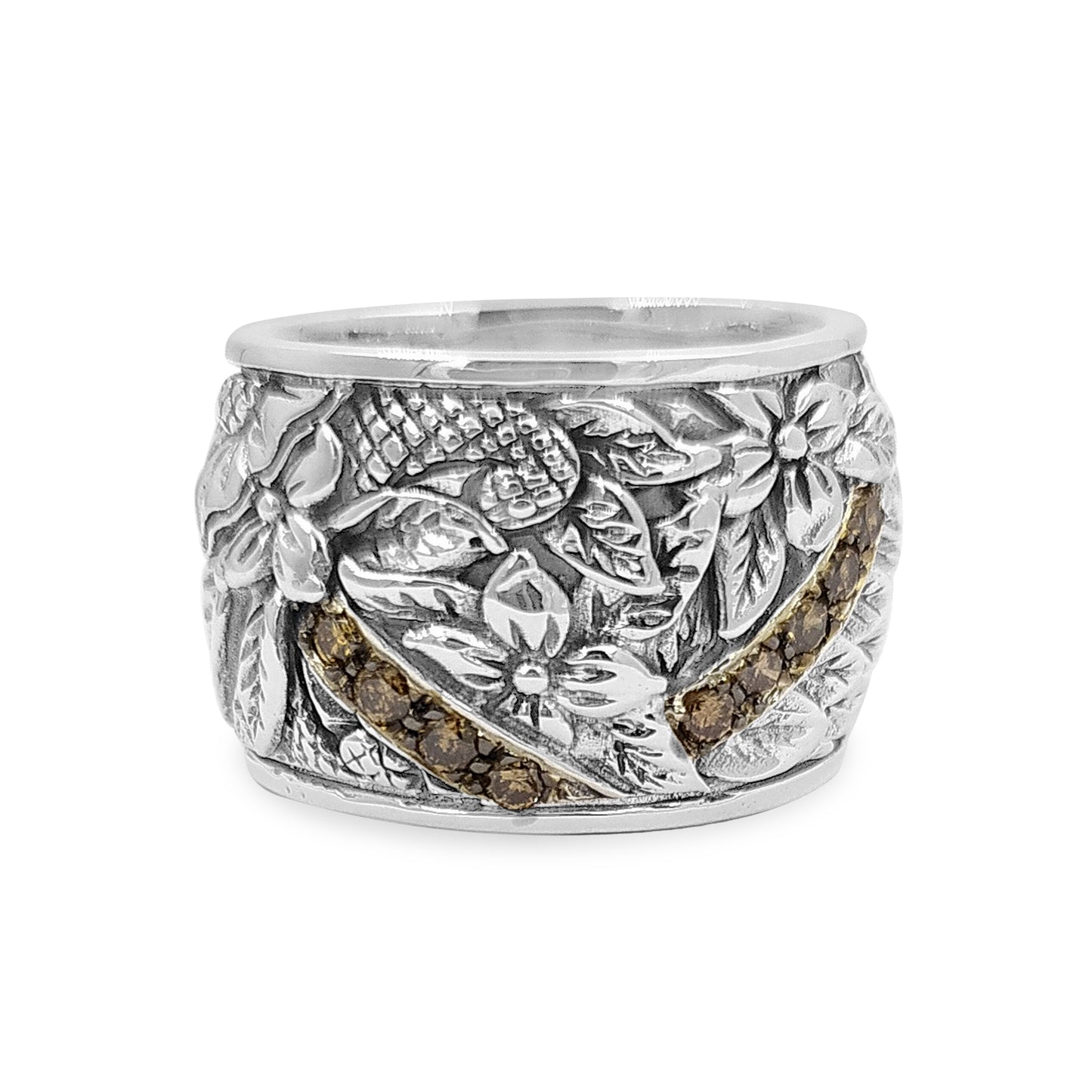 Kyoto Champagne Diamond 0.40ct Ring in Sterling Silver
