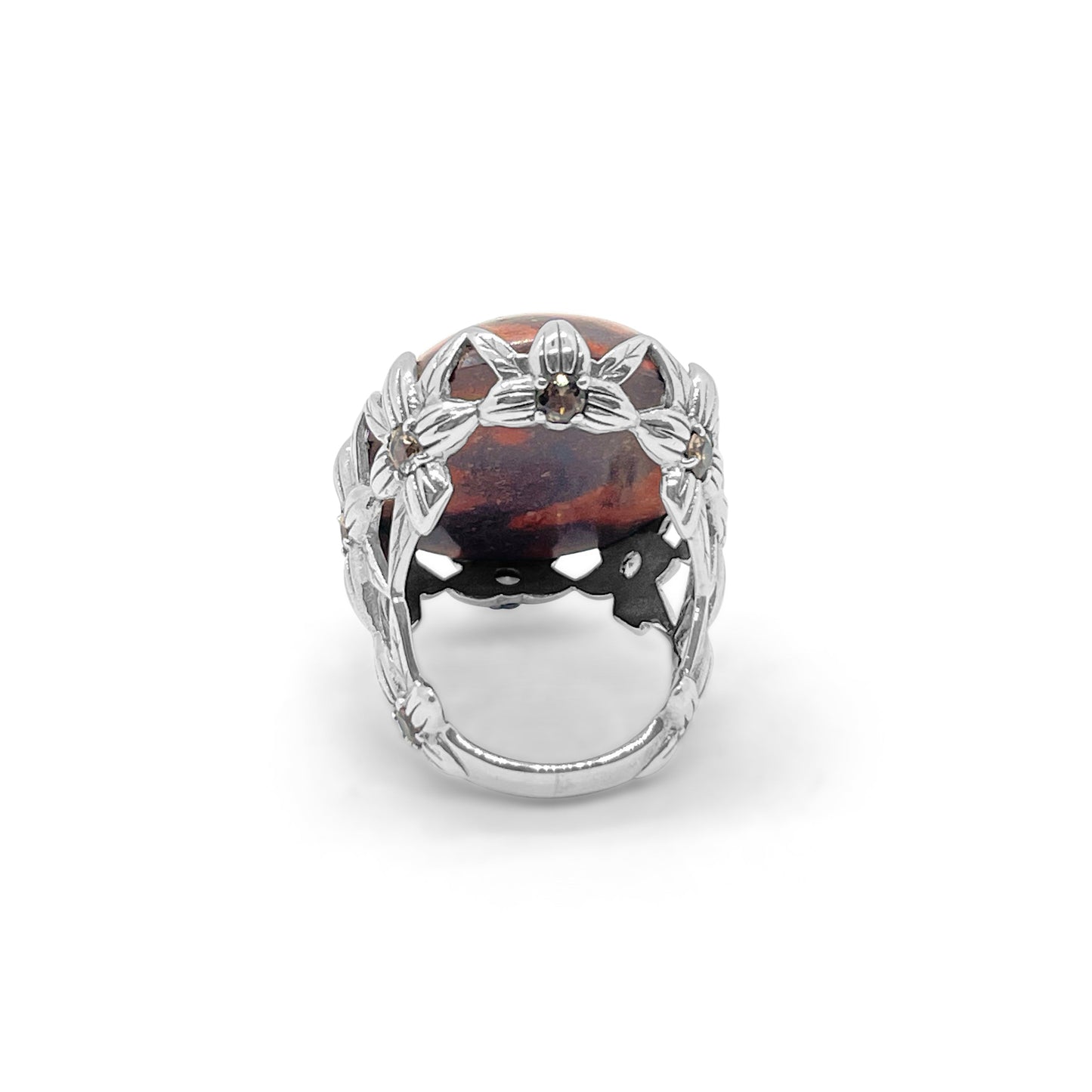 Garden of Stephen Jasper and Smoky Quartz Ring in Sterling Silver