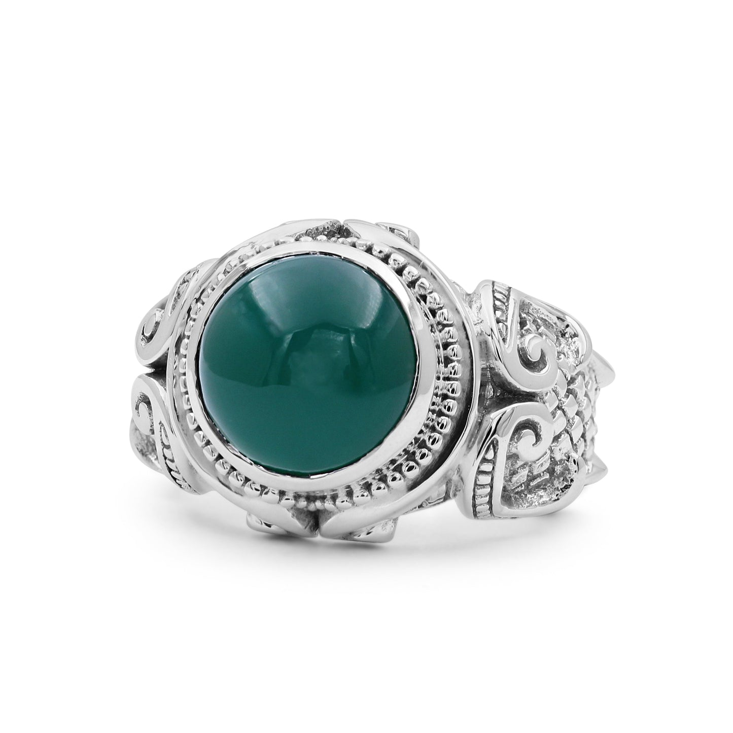 Garden of Stephen 7.72ct Green Onyx Ring in Sterling Silver