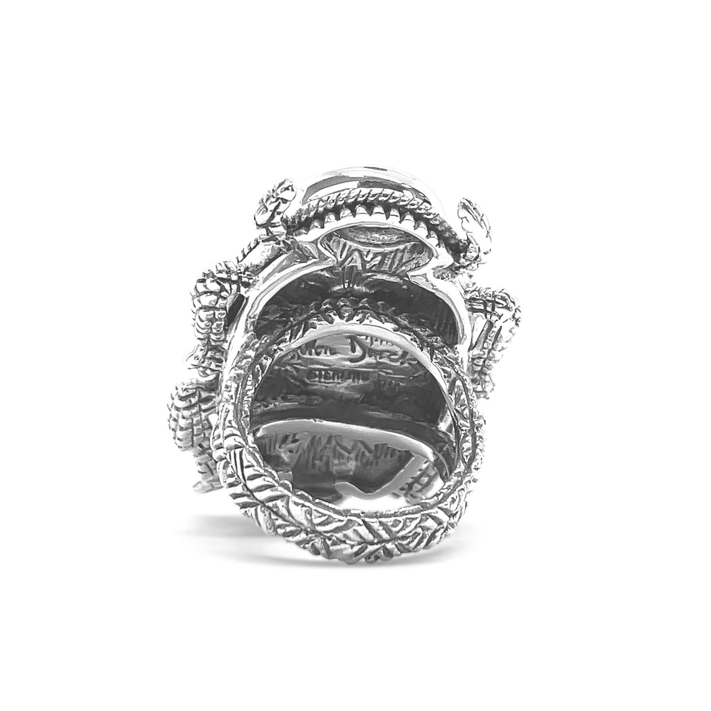 Garden of Stephen Lavender Moon Quartz Rhodolite Garnet Natural Quartz and Abalone Scarab Ring in Sterling Silver