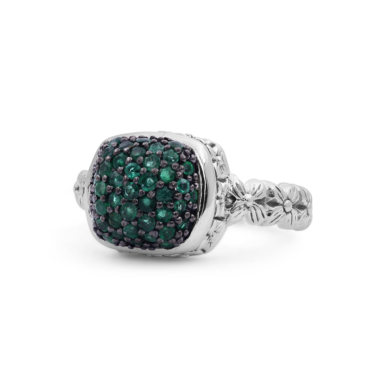 Garden of Stephen Emerald Pave Ring in Sterling Silver
