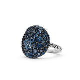 Garden of Stephen London Blue Topaz Pave Ring in Sterling Silver