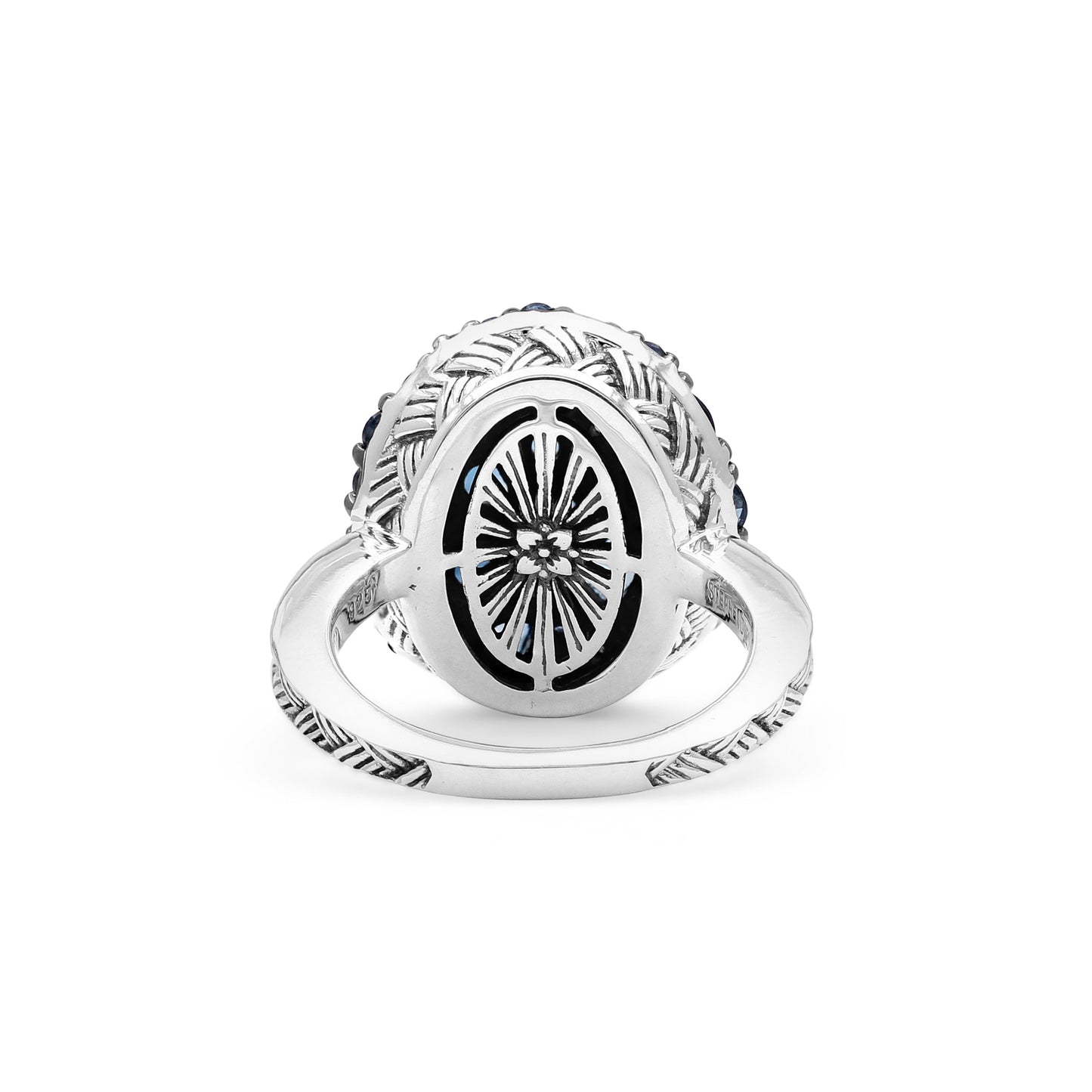 Garden of Stephen London Blue Topaz Pave Ring in Sterling Silver