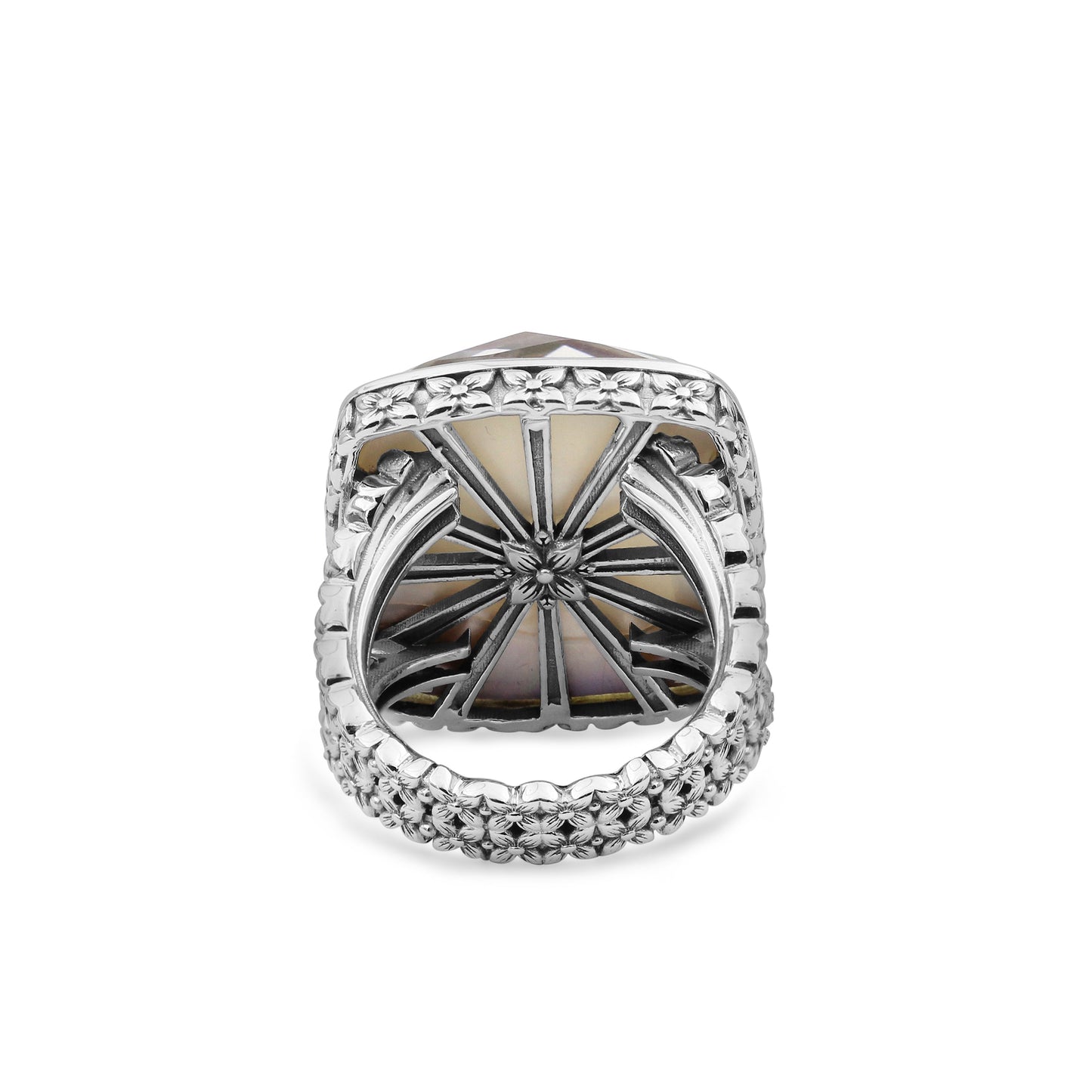 Garden of Stephen Natural Quartz and Mother of Pearl Ring in Sterling Silver
