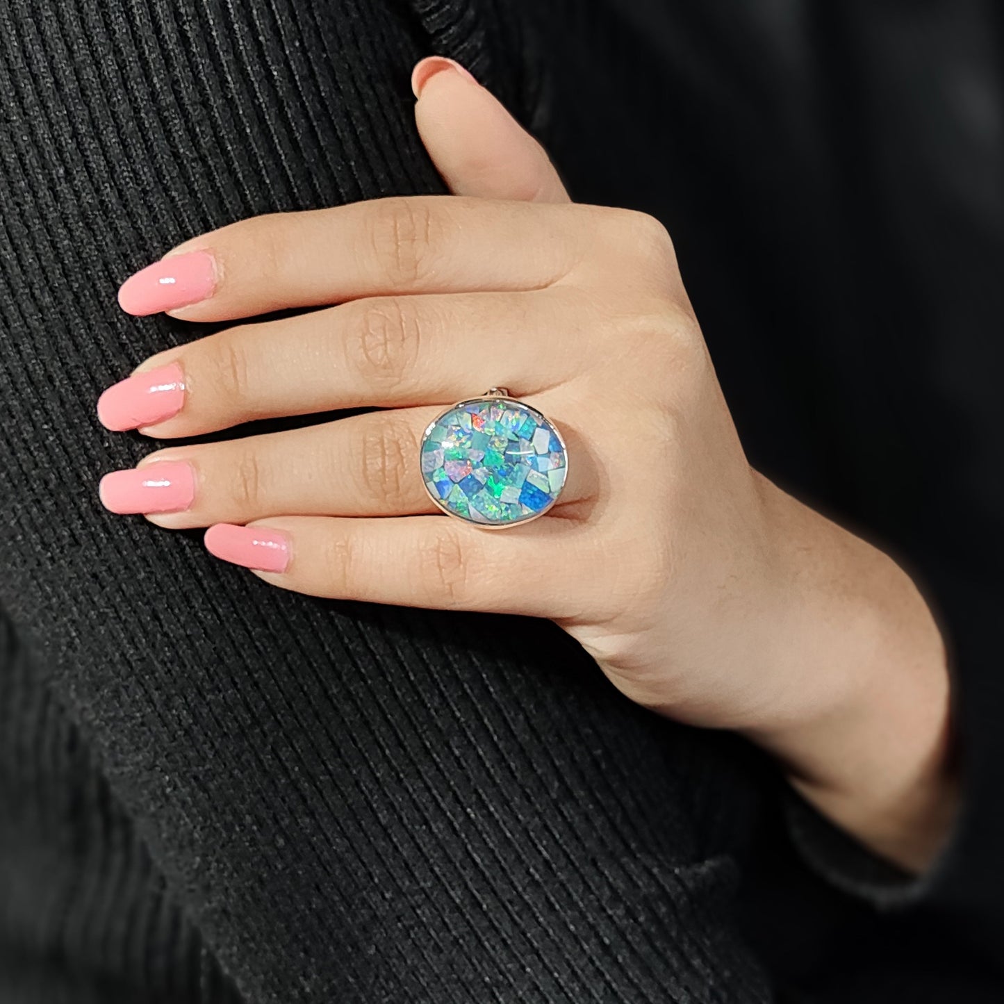Garden of Stephen Natural Quartz and Opal Mosaic Ring in Sterling Silver