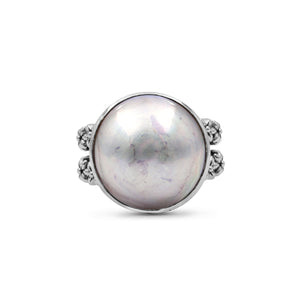 Pearlicious White Mabe Ring in Sterling Silver