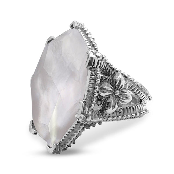 【海外 正規品】 and Quartz Natural Faceted Galactical Mother Ring Pearl of アクセサリー