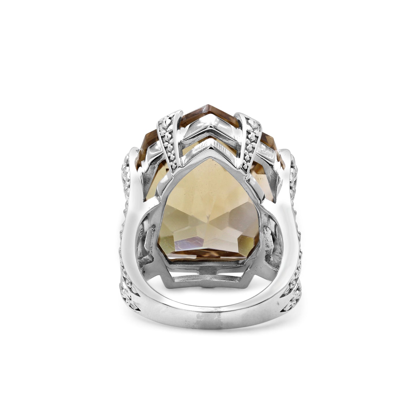 Galactical Faceted Galactical Champagne Quartz Ring in Sterling Silver