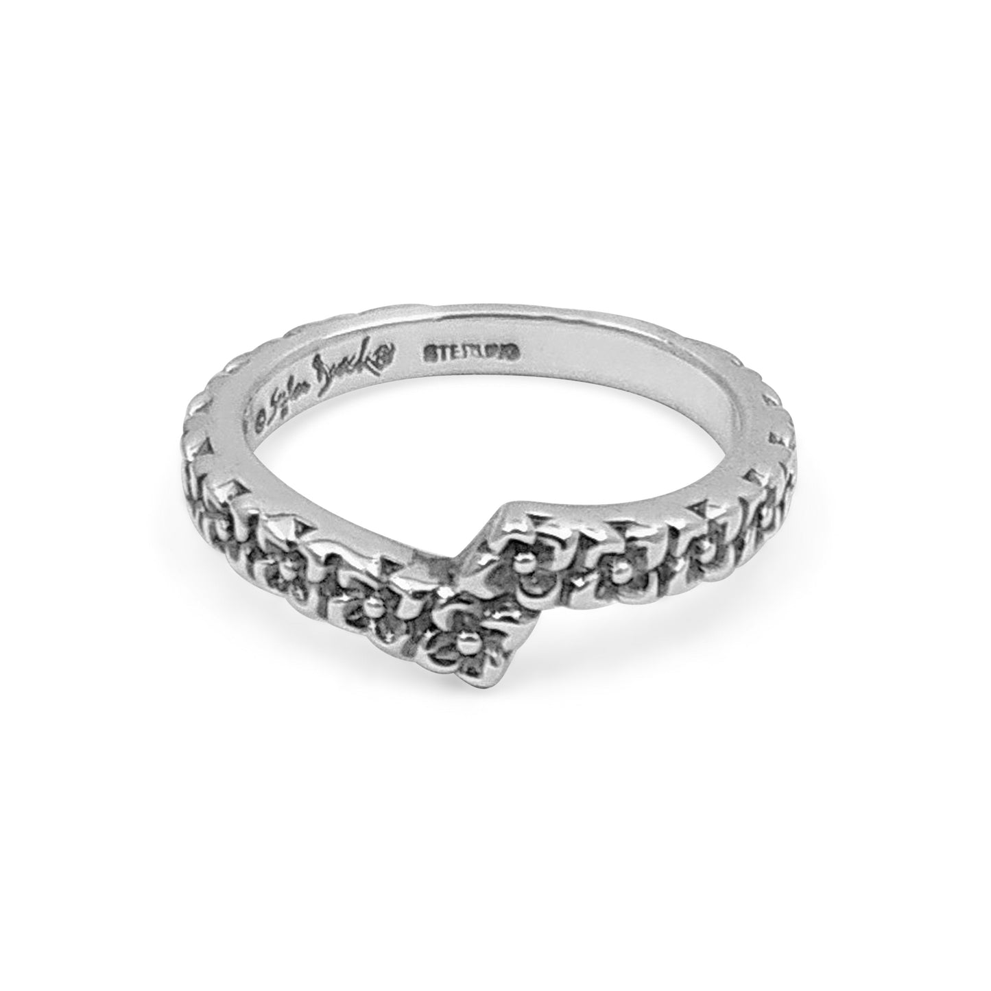 Kyoto Engraved Band Ring in Sterling Silver