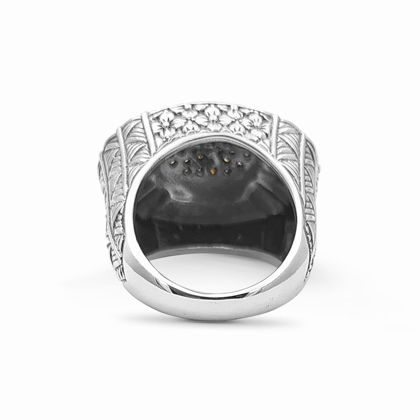 Kyoto Champagne Diamond 0.60ct Engraved Ring in Sterling Silver